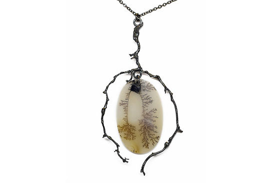 Oval Branch Agate Pendant